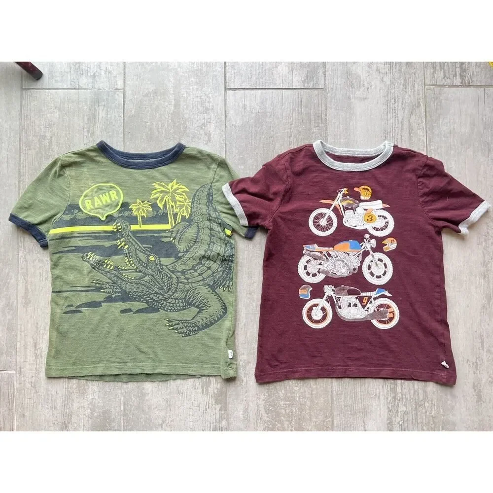 GAP Lot Set of 2 Boys Kid Youth Short Sleeve Casual Graphic T-Shirt School S 6-7